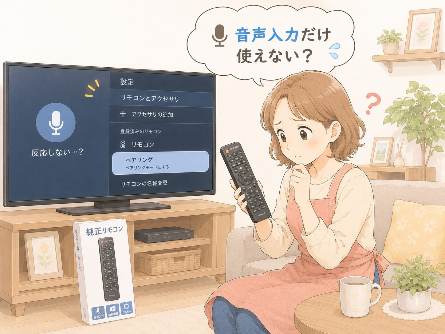 AQUOSリモコンで音声入力だけ使えない時の再ペアリング確認イラスト