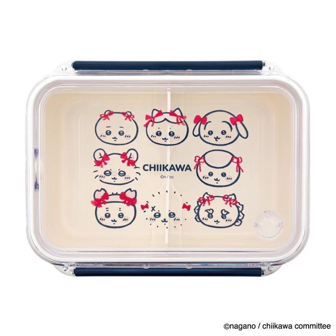 ちいかわ　角型ランチボックス　お弁当箱　リボン　食洗機対応　ちいかわ　ハチワレ　うさぎ 　モモンガ 　くりまんじゅう　ラッコ　古本屋　シーサー　かわいい 電子レ