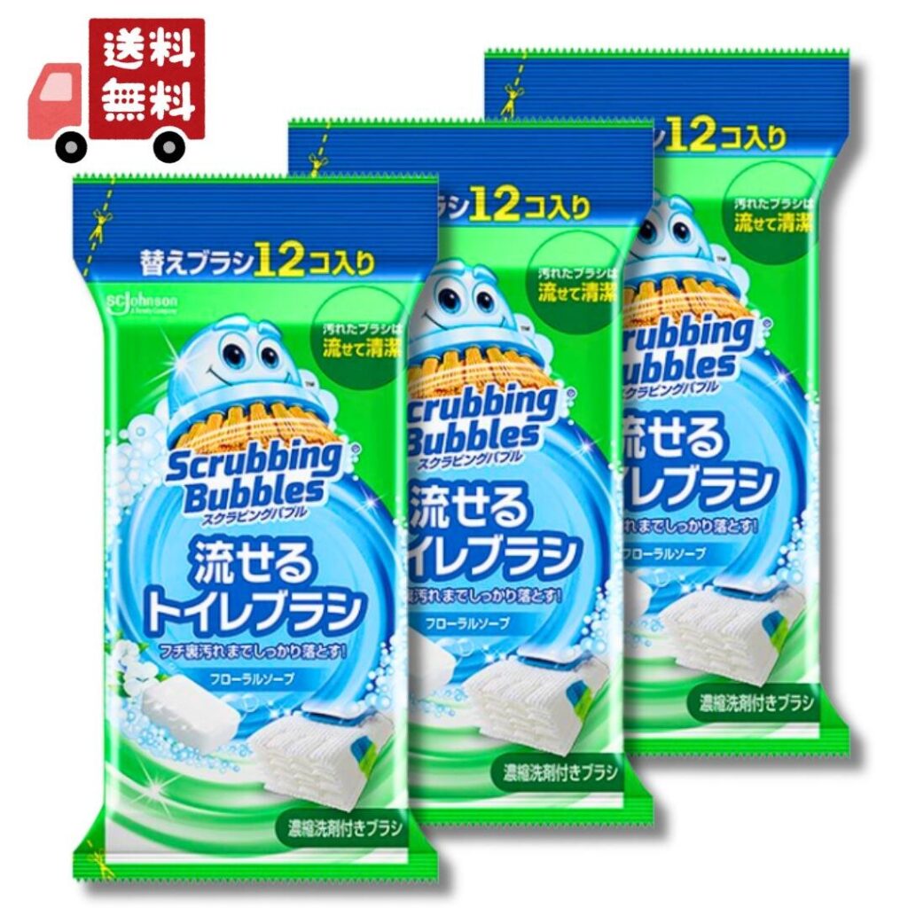ジョンソン スクラビングバブル流せるトイレブラシ フローラル 3個