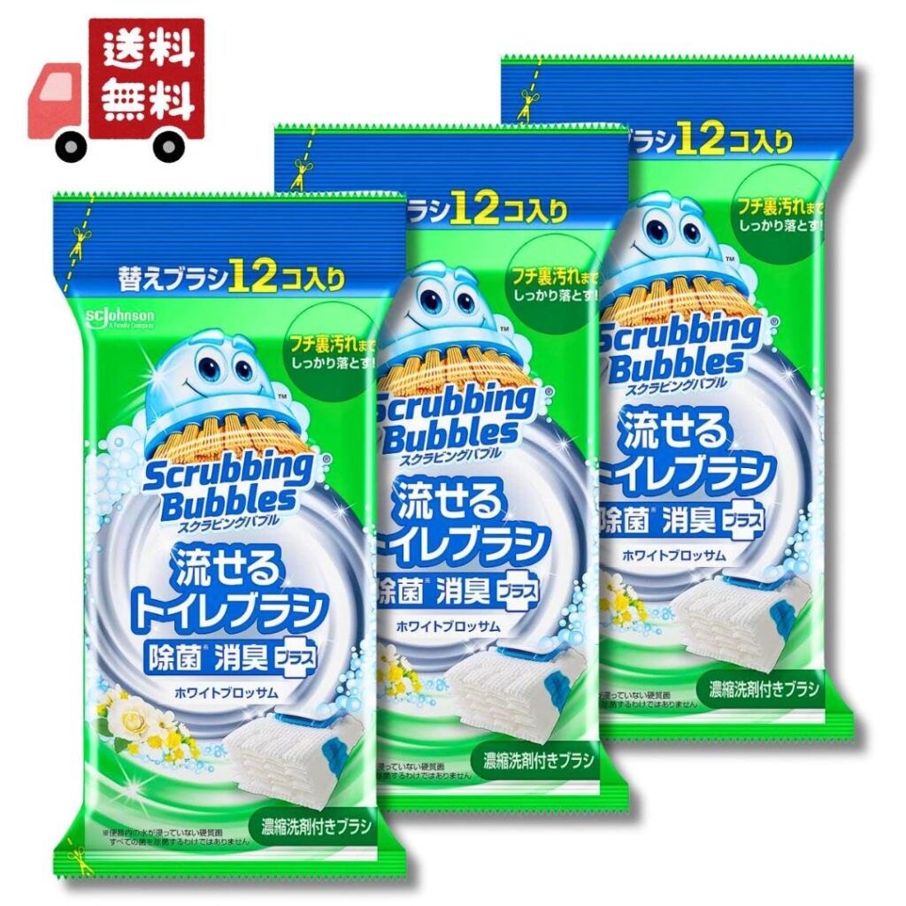 ジョンソン スクラビングバブル流せるトイレブラシ ホワイトブロッサム 3個