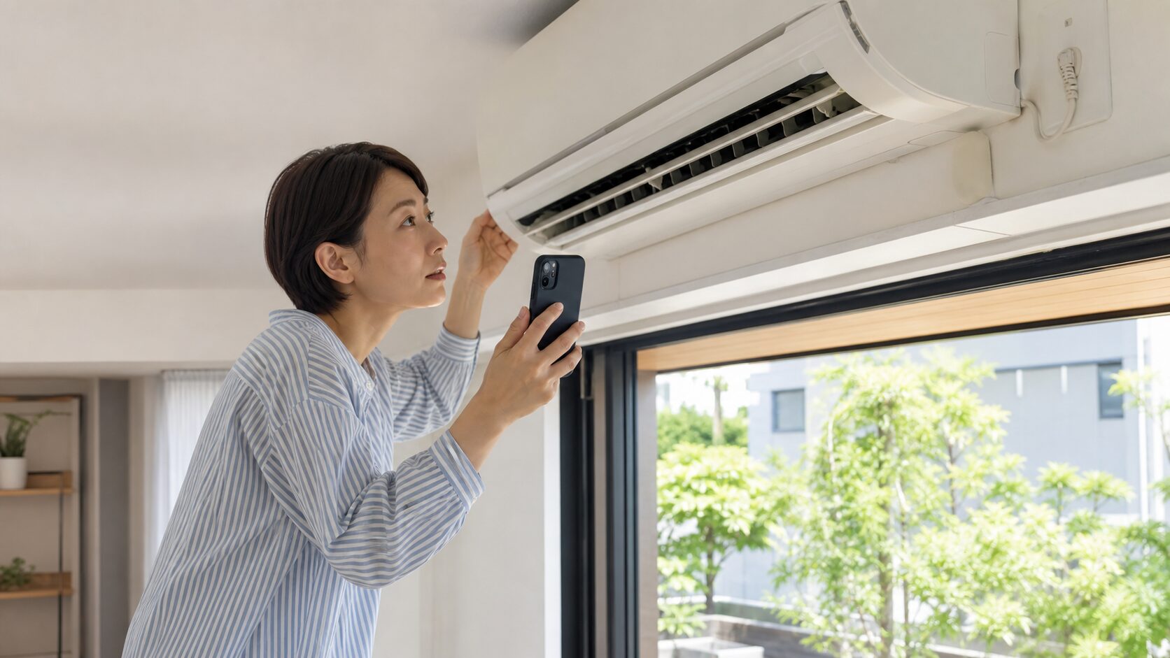 エアコンの異音 見分ける順番の確認場面