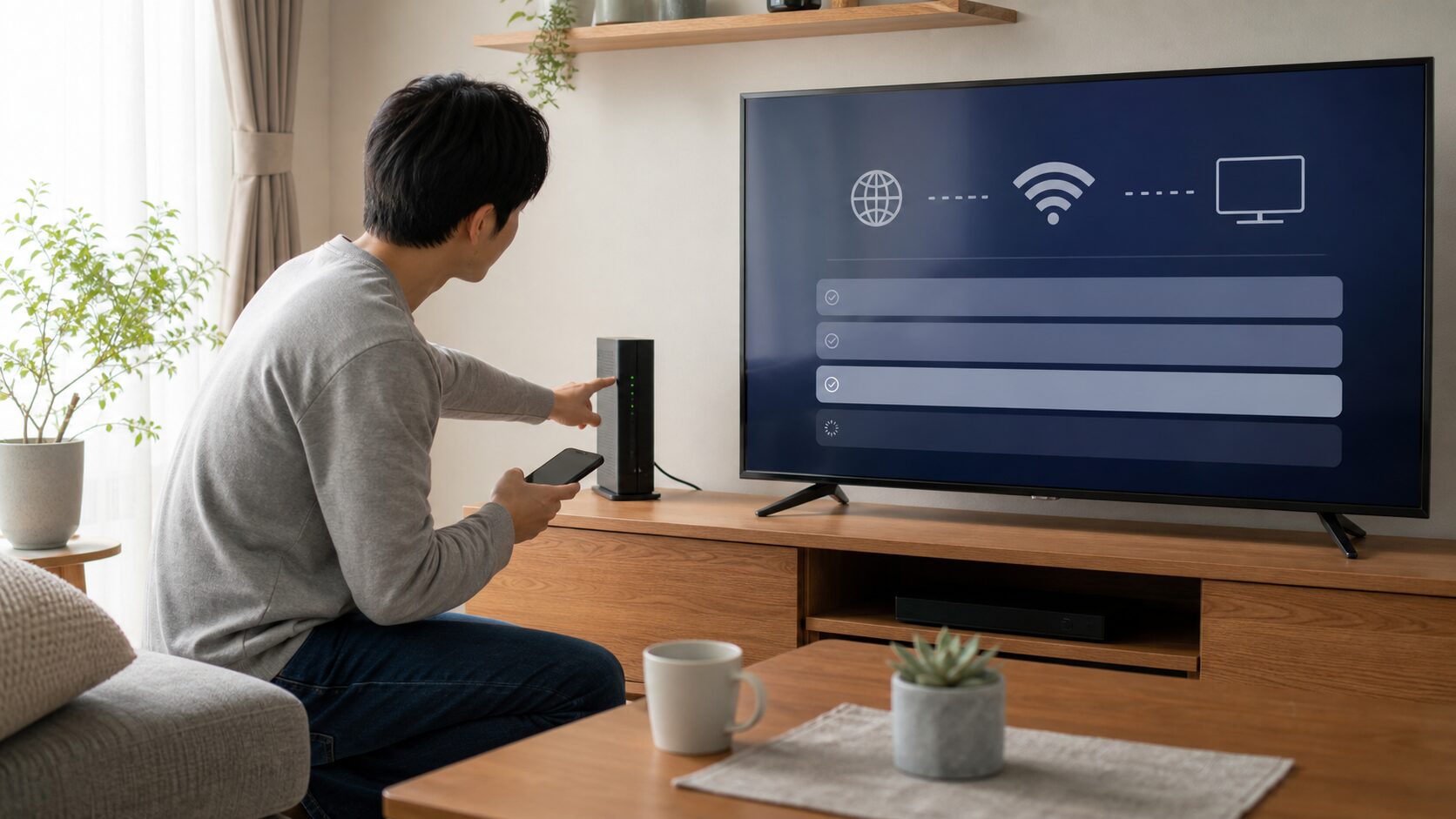 AQUOSのWi-Fi表示を見分けるの確認場面