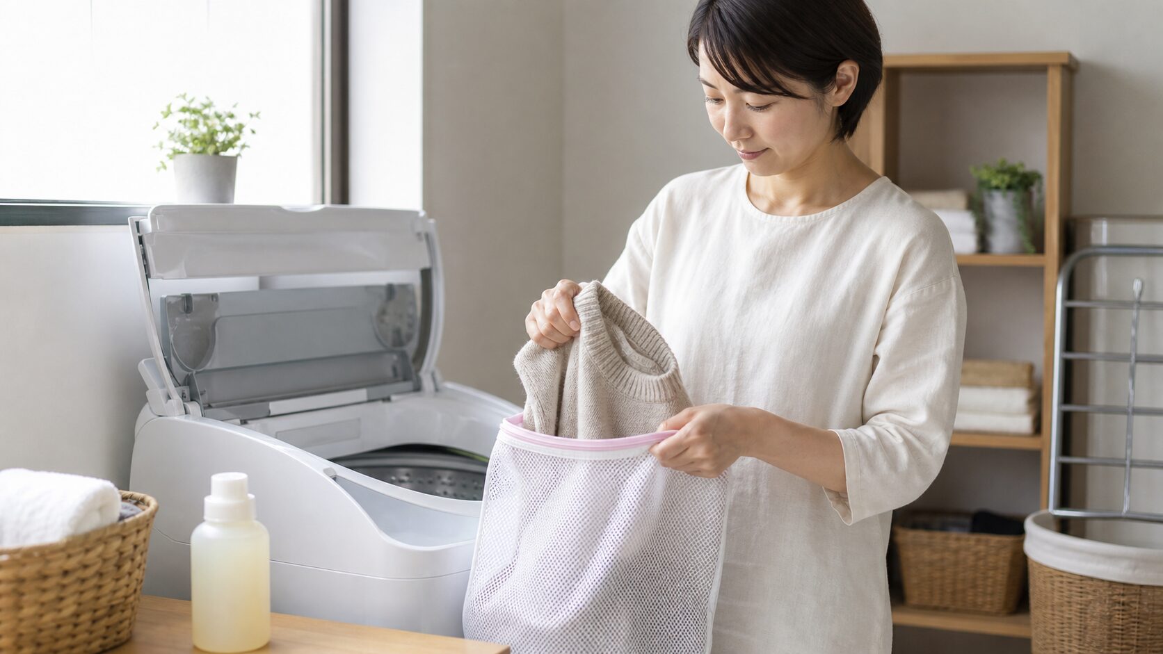 おしゃれ着を洗う前の3確認の確認場面