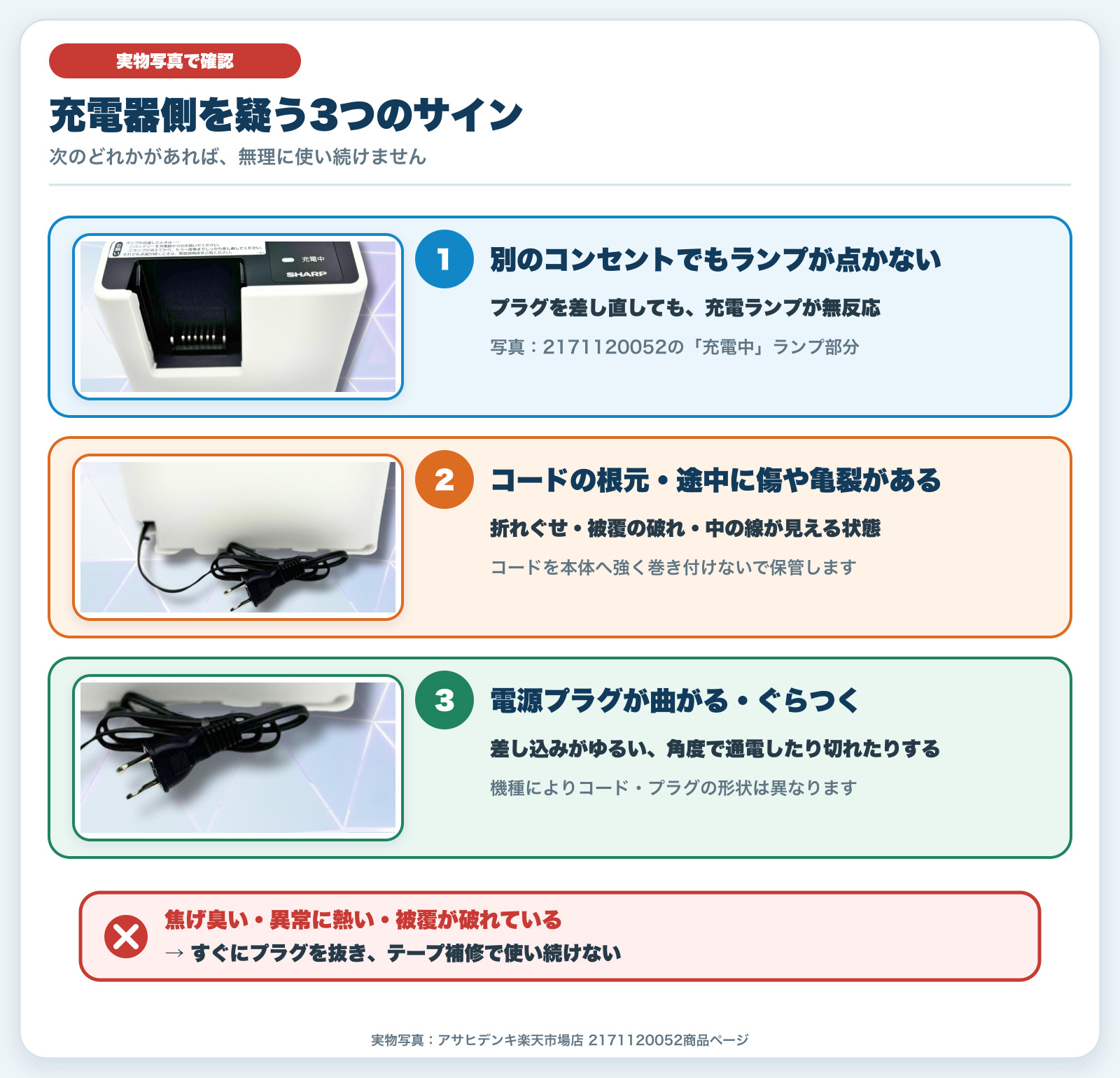 シャープ掃除機の充電器で確認する3つの異常サイン
